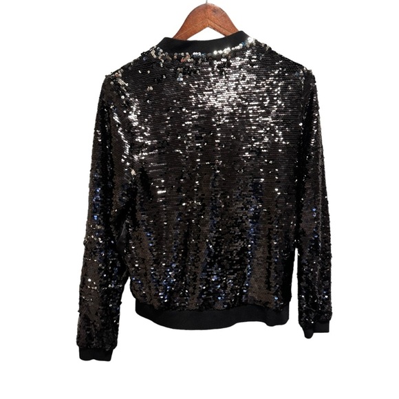 Minkpink Black Sequin Bomber Jacket Size Medium - Picture 10 of 13